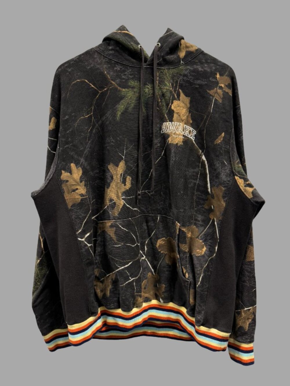 AWAKE NY Brown Realtree Camo Print Hoodie Sz XL Cotton Blend